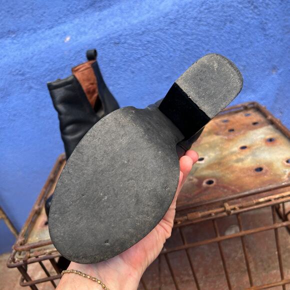 jeffrey campbell black leather block heel ankle bootie - Picture 8 of 11